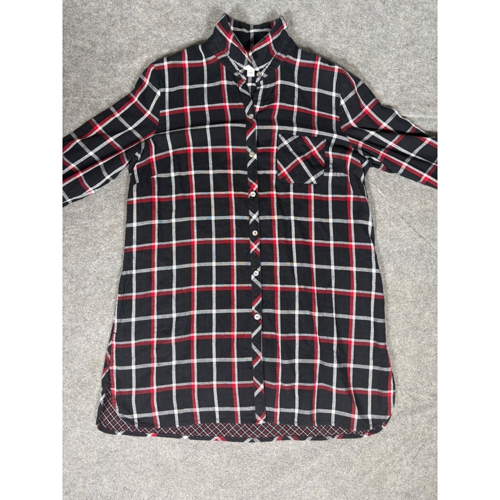 J. Jill Womens Black Red Plaid Long Sleeve Button Down Tunic Shirt Size M Cotton - Picture 2 of 9